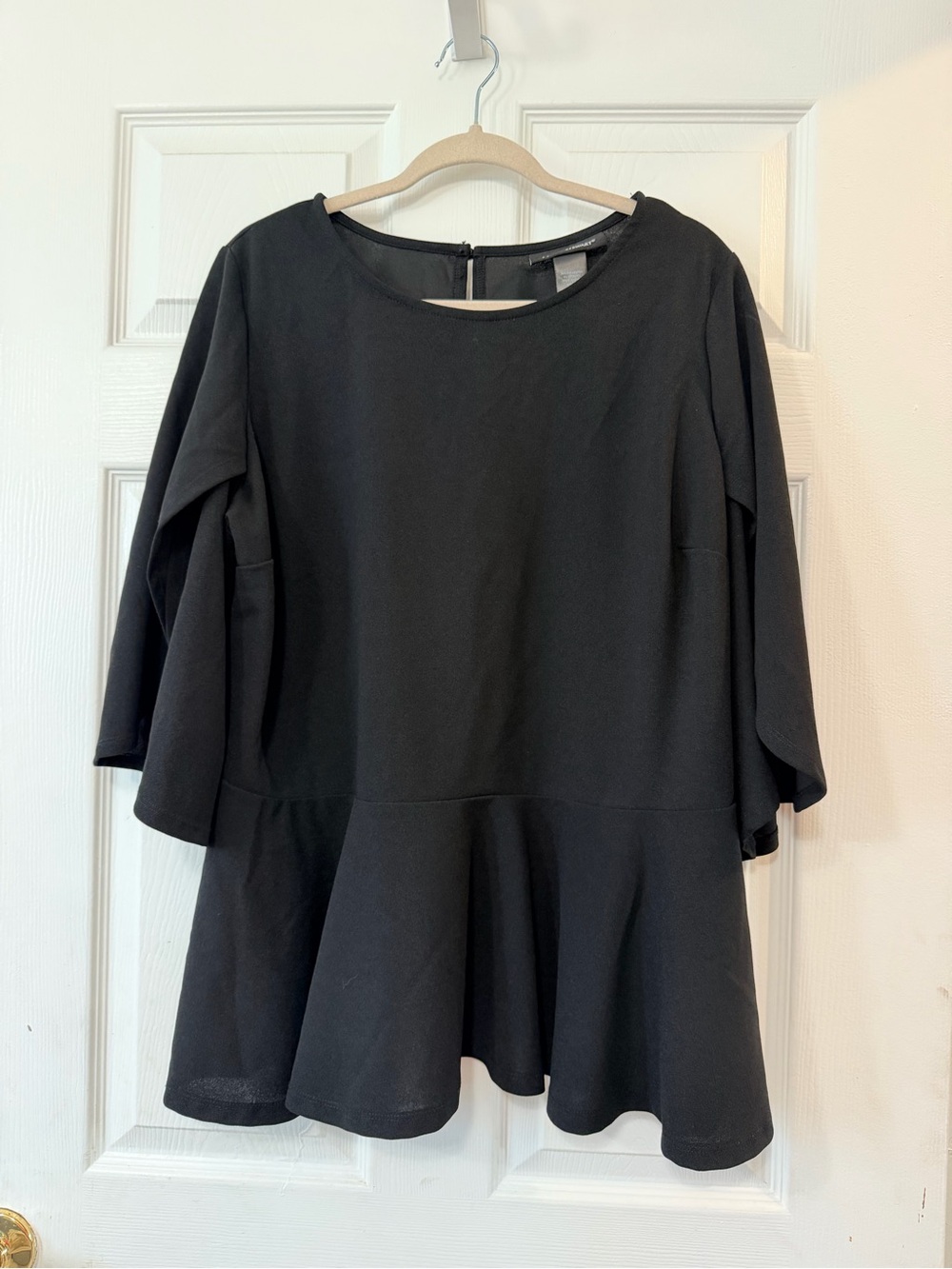 Ashley Stewart Black Peplum Tunic Top